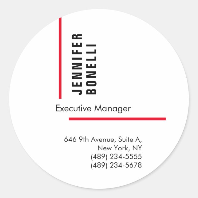 Professional plain minimalist modern trendy classic round sticker (Front)