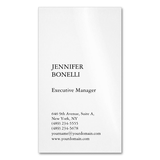 Professional plain minimalist modern trendy 	Magnetic business card (Front Vertical)