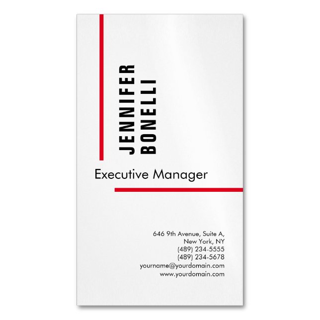 Professional plain minimalist modern trendy 	Magnetic business card (Front Vertical)