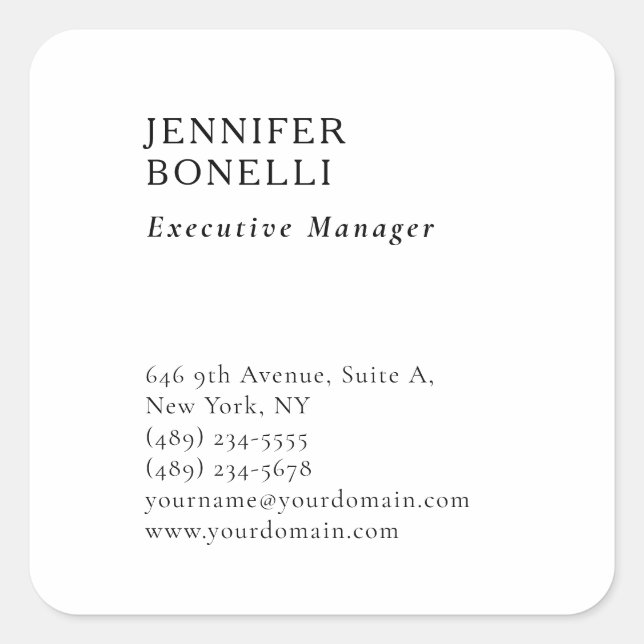 Professional plain minimalist modern trendy square sticker (Front)