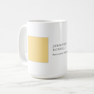 Professional plain minimalist modern yellow white coffee mug