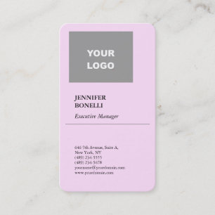 Professional plain minimalist pink ADD YOUR LOGO Business Card