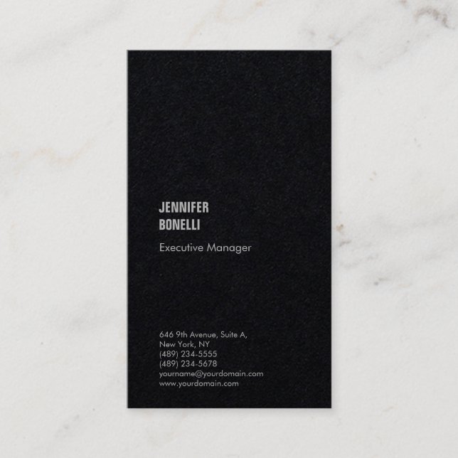 Professional plain minimalist premium black trendy business card (Front)