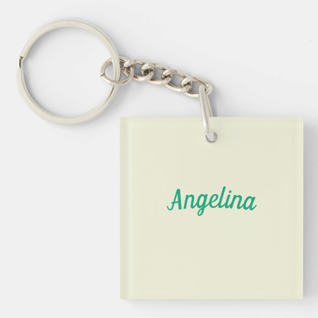 Professional Plain Modern Elegant Beige Your Name Key Ring (Front)