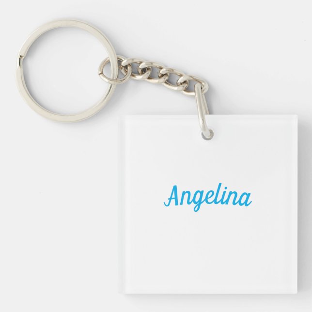 Professional Plain Modern Elegant Blue Your Name Key Ring (Front)