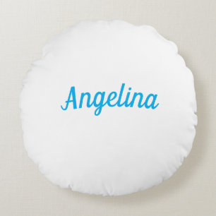 Professional Plain Modern Elegant Blue Your Name Round Cushion
