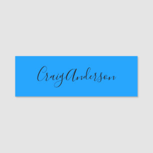 Professional Plain Modern Elegant Bright Blue Chic Name Tag