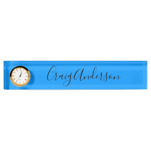 Professional Plain Modern Elegant Bright Blue Chic Nameplate