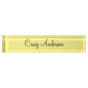 Professional Plain Modern Elegant Light Yellow Nameplate