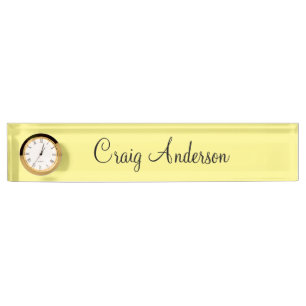 Professional Plain Modern Elegant Light Yellow Nameplate