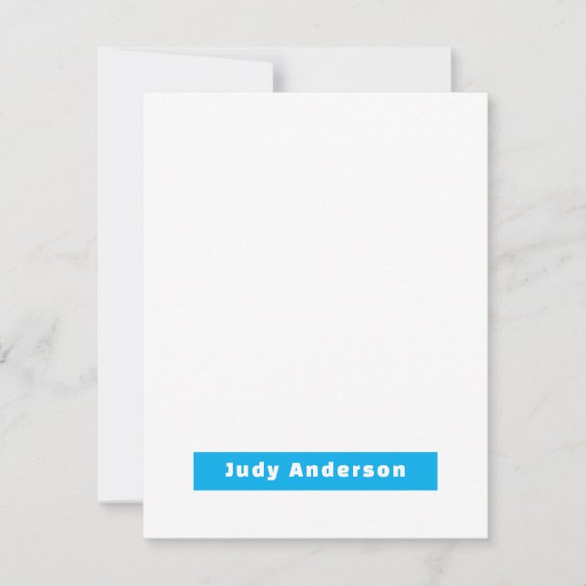 Professional Plain Modern Elegant Name Blue White Card (Front)