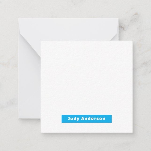 Professional Plain Modern Elegant Name Blue White Card (Front)