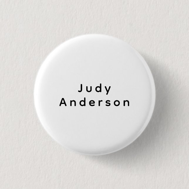Professional Plain Modern Elegant Your Name 3 Cm Round Badge (Front)