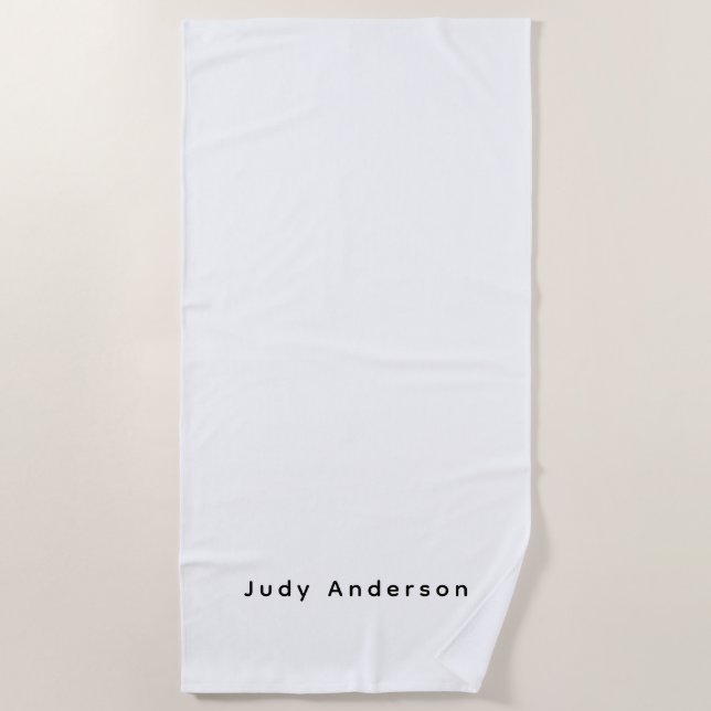 Professional Plain Modern Elegant Your Name Beach Towel (Front)