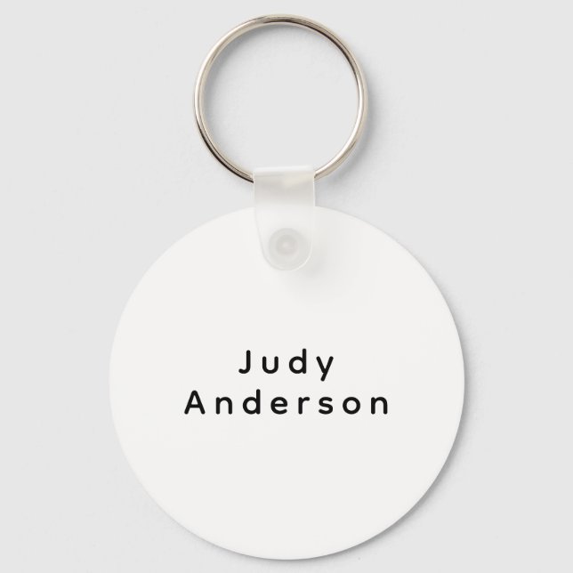 Professional Plain Modern Elegant Your Name Key Ring (Front)