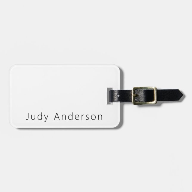 Professional Plain Modern Elegant Your Name Luggage Tag (Front Horizontal)