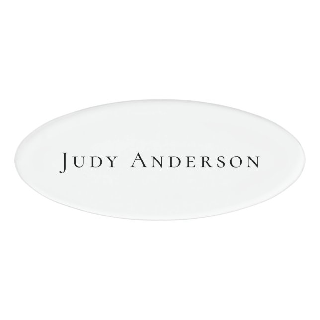 Professional Plain Modern Elegant Your Name Name Tag (Front)