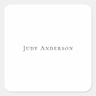 Professional Plain Modern Elegant Your Name Square Sticker