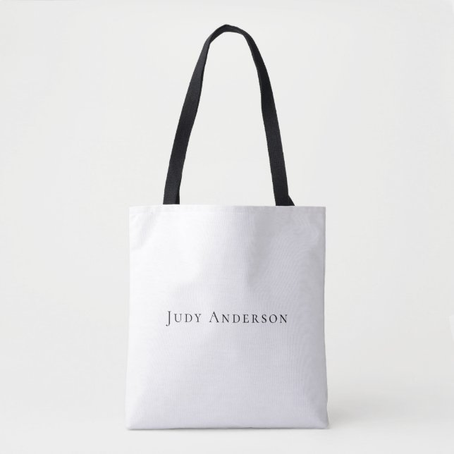 Professional Plain Modern Elegant Your Name Tote Bag (Front)