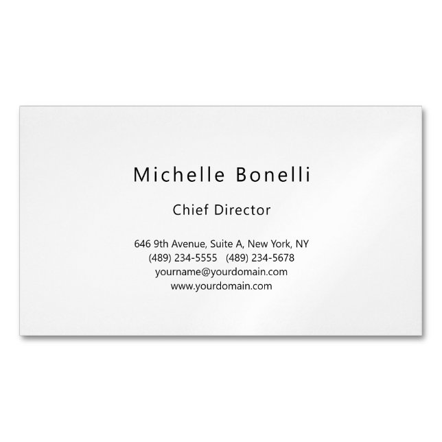 Professional Plain Modern Minimalist Grey White Magnetic Business Card (Front)