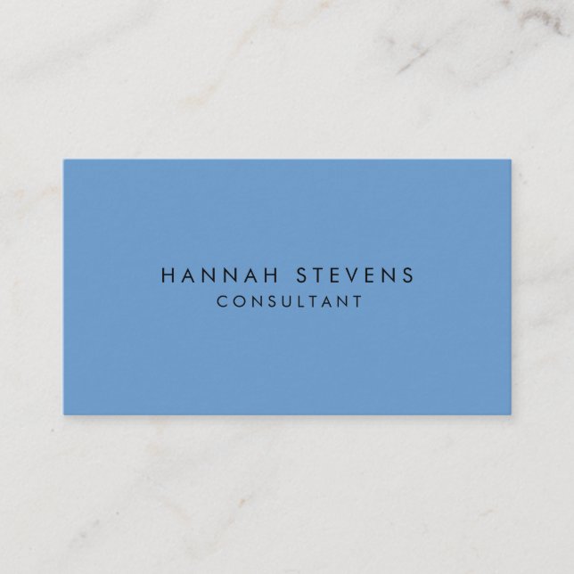 Professional Plain Modern Minimalist Greyish Blue Business Card (Front)