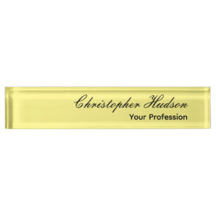 Professional Plain Modern Minimalist Light Yellow Nameplate