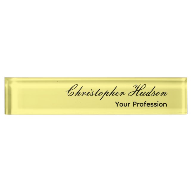 Professional Plain Modern Minimalist Light Yellow Nameplate (Front)
