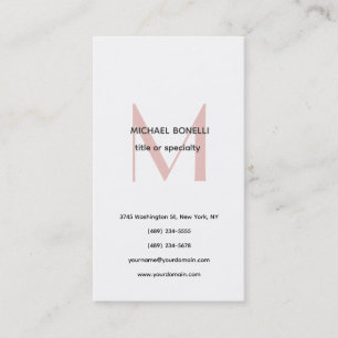 Professional Plain Modern Minimalist Monogrammed Business Card