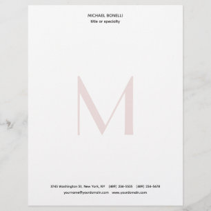 Professional Plain Modern Minimalist Monogrammed Custom Letterhead