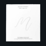 Professional Plain Modern Minimalist Monogrammed Notepad<br><div class="desc">Check out our modern mimalist templates to help you design your perfect product.</div>