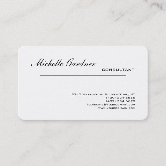 Professional Plain Modern Minimalist Simple Business Card (Front)