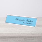 Professional Plain Modern Minimalist Sky Blue Desk Name Plate (Front)