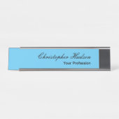 Professional Plain Modern Minimalist Sky Blue Desk Name Plate (Front)
