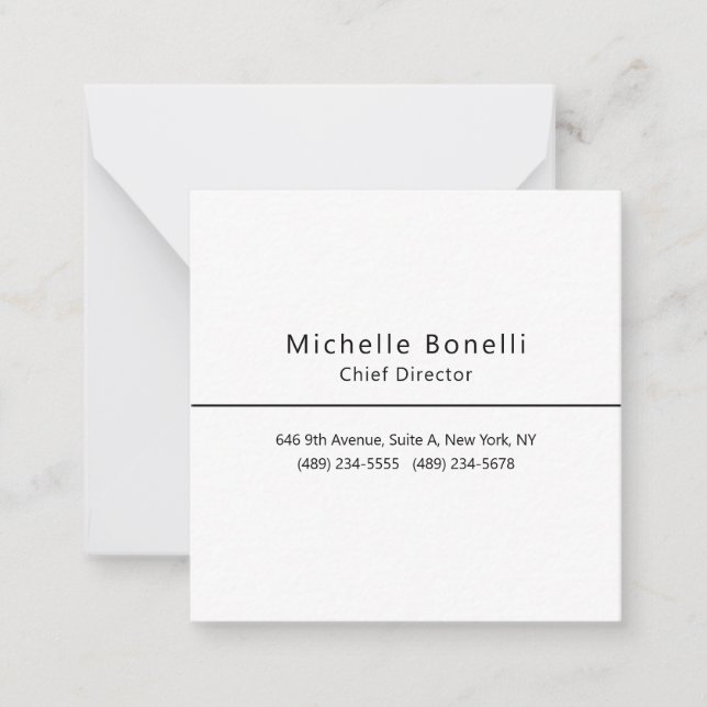 Professional Plain Modern Minimalist White Card (Front)