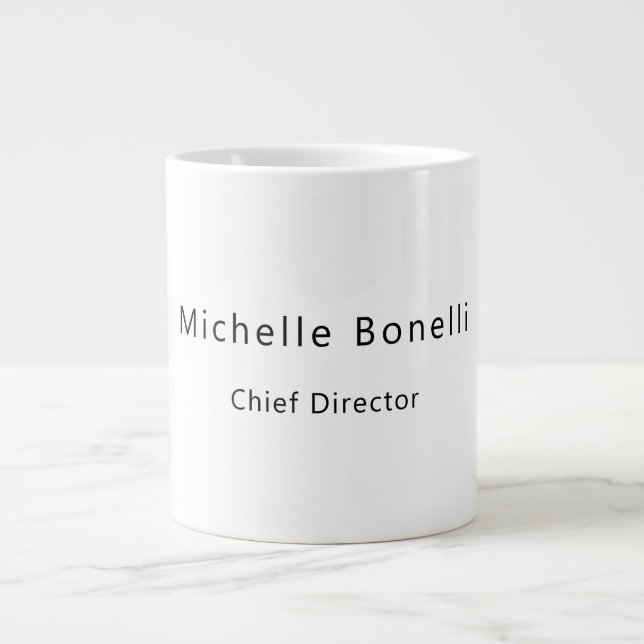 Professional Plain Modern Minimalist White Large Coffee Mug (Front)