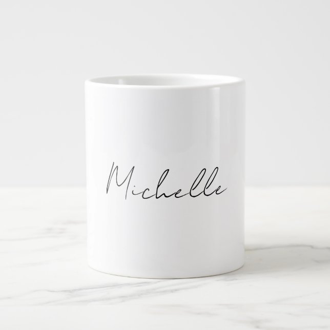Professional Plain Modern Minimalist White Large Coffee Mug (Front)
