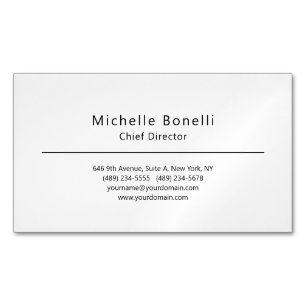 Professional Plain Modern Minimalist White Magnetic Business Card