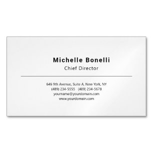 Professional Plain Modern Minimalist White Magnetic Business Card