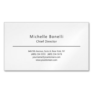 Professional Plain Modern Minimalist White Magnetic Business Card