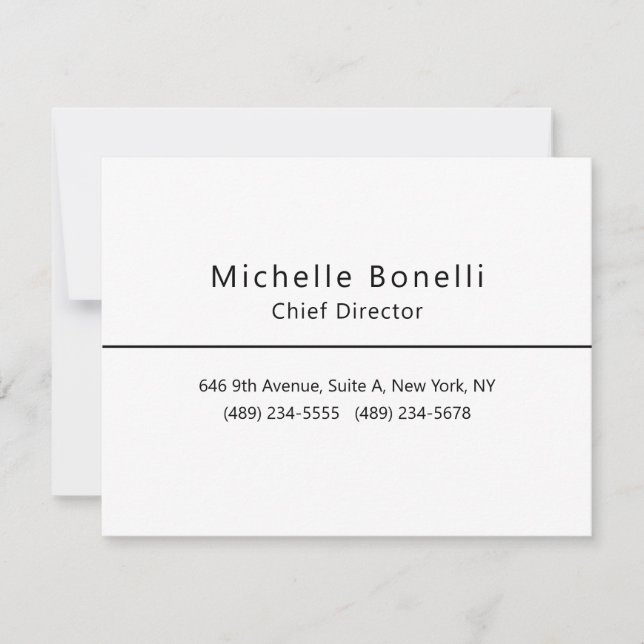 Professional Plain Modern Minimalist White RSVP Card (Front)