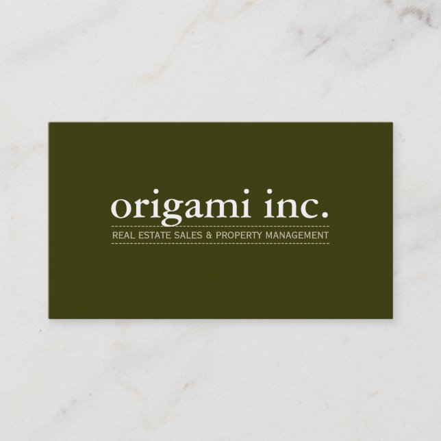 PROFESSIONAL plain modern simple smart olive green Business Card (Front)