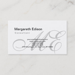 Professional Plain Monogram White Business Card