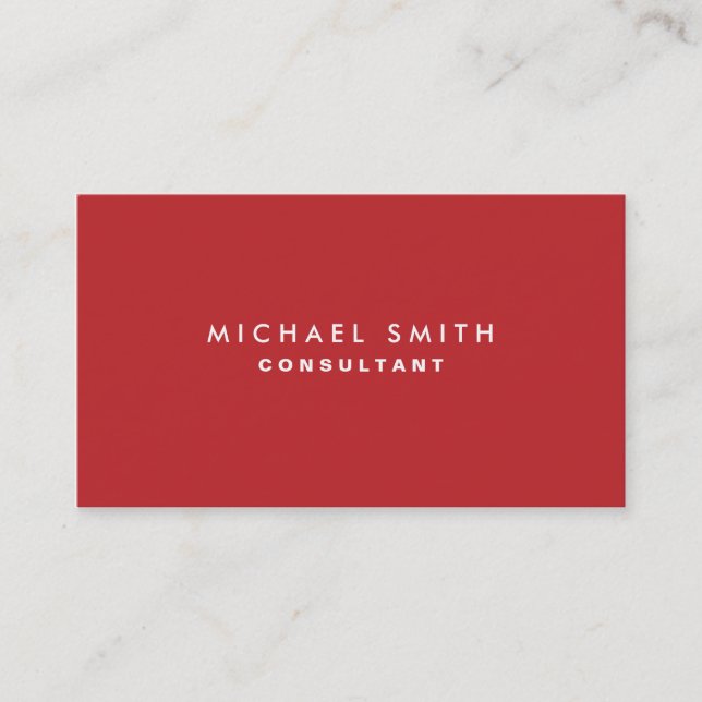 Professional Plain Red Elegant Real Estate Business Card (Front)