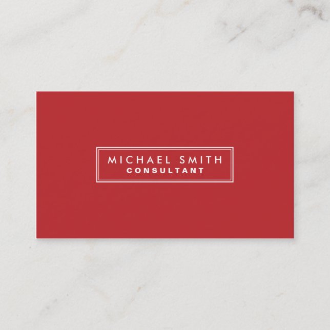 Professional Plain Red Elegant Simple Modern Business Card (Front)