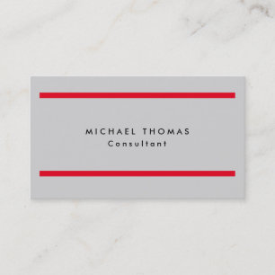 Professional Plain Red Stripes Light Grey Original Business Card