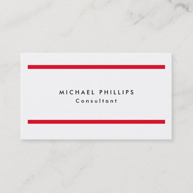 Professional Plain Red Stripes White Original Business Card (Front)