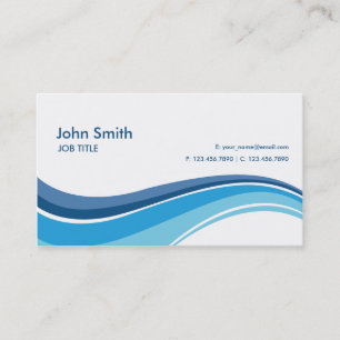 Professional Plain Simple Modern Blue Waves Business Card