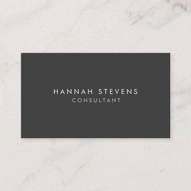 Professional Plain Simple Modern Minimalist Grey Business Card (Front)