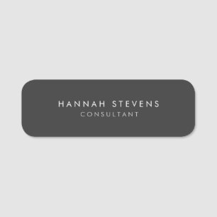 Professional Plain Simple Modern Minimalist Grey Name Tag