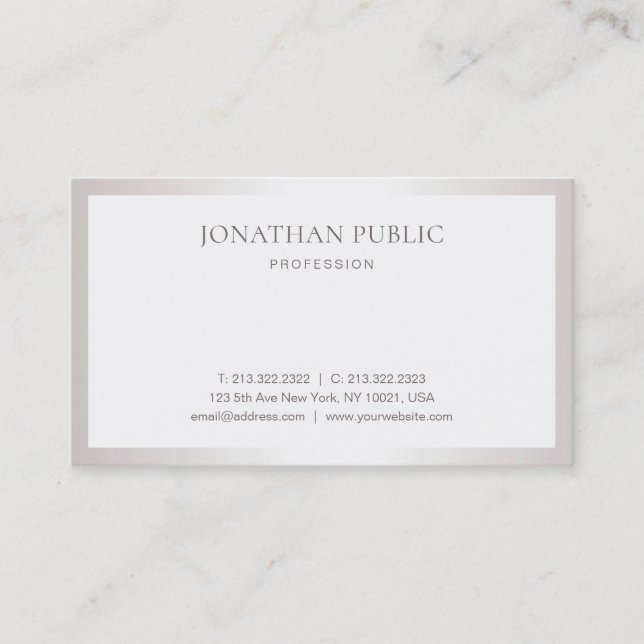 Professional Plain Sleek Stylish Design Silver Business Card (Front)